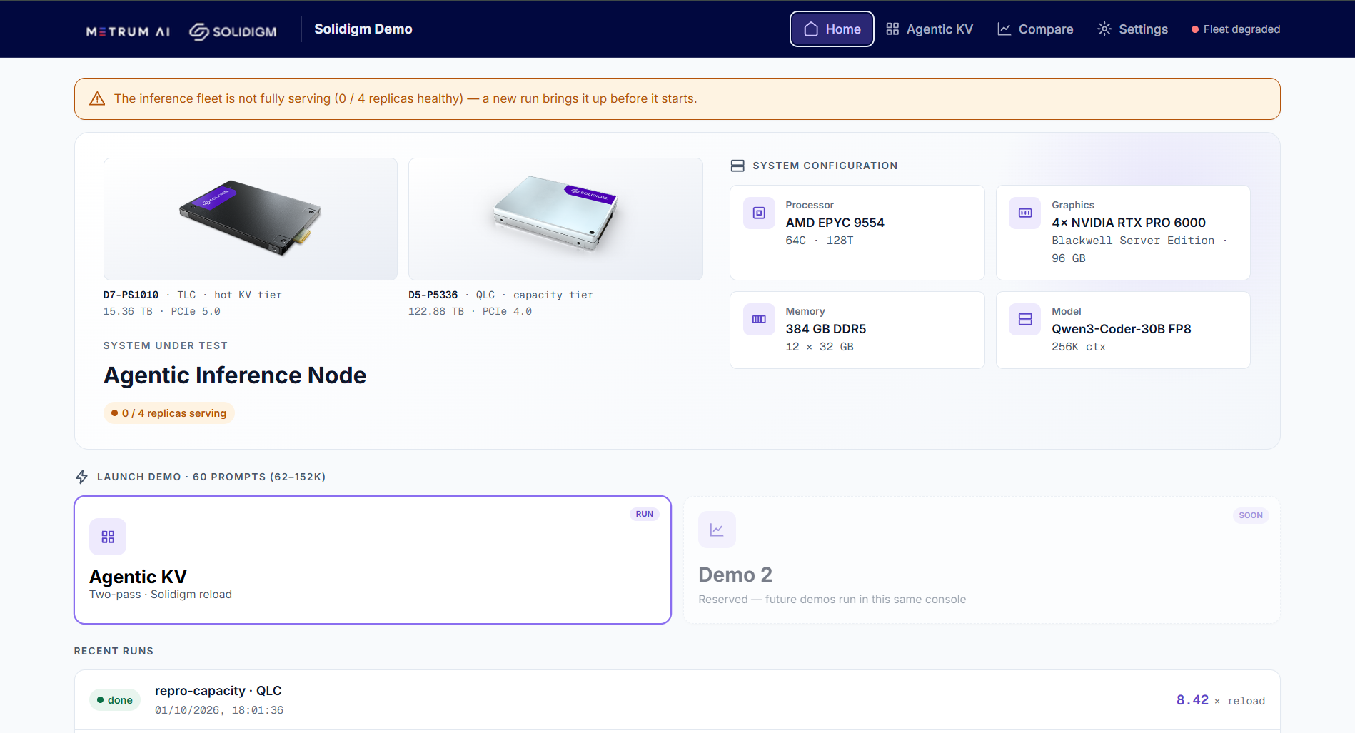 Shared KV Cache for Coding Agents Demo Dashboard