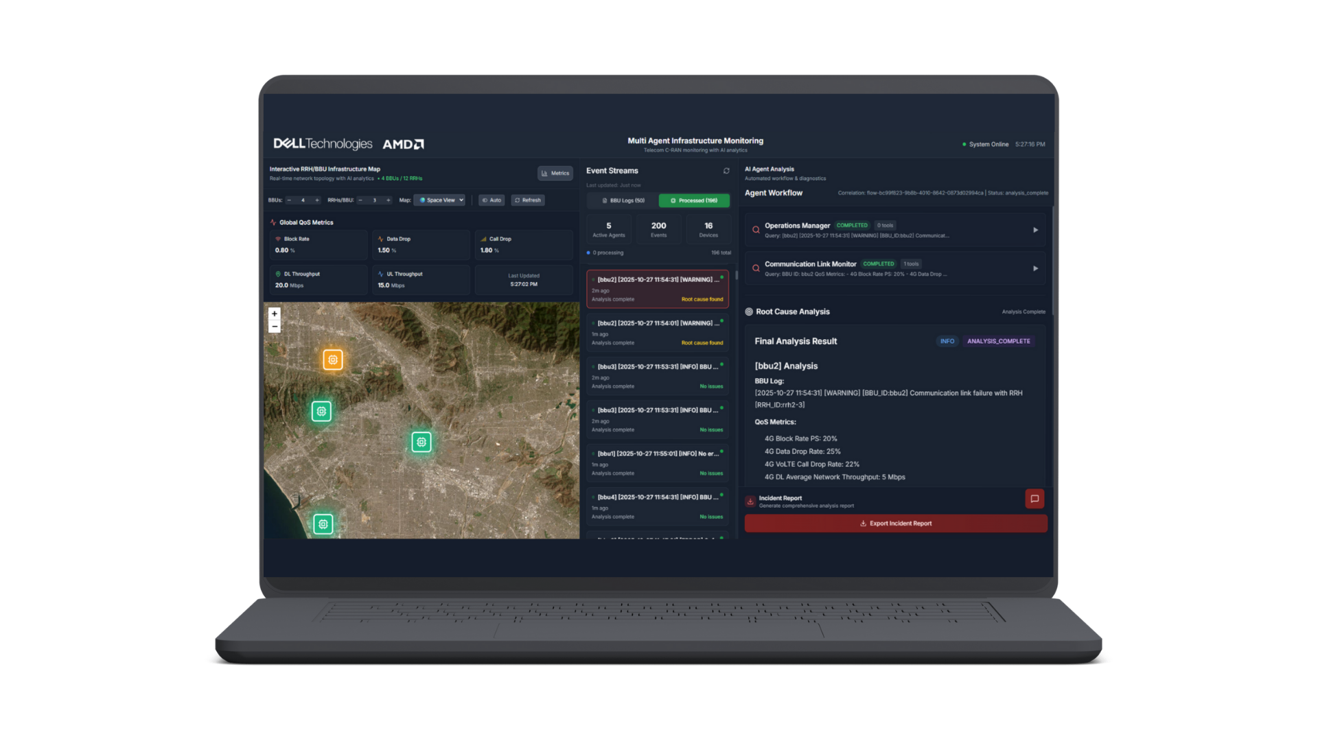 Unified Command Center Dashboard showing network visualization and agent interface