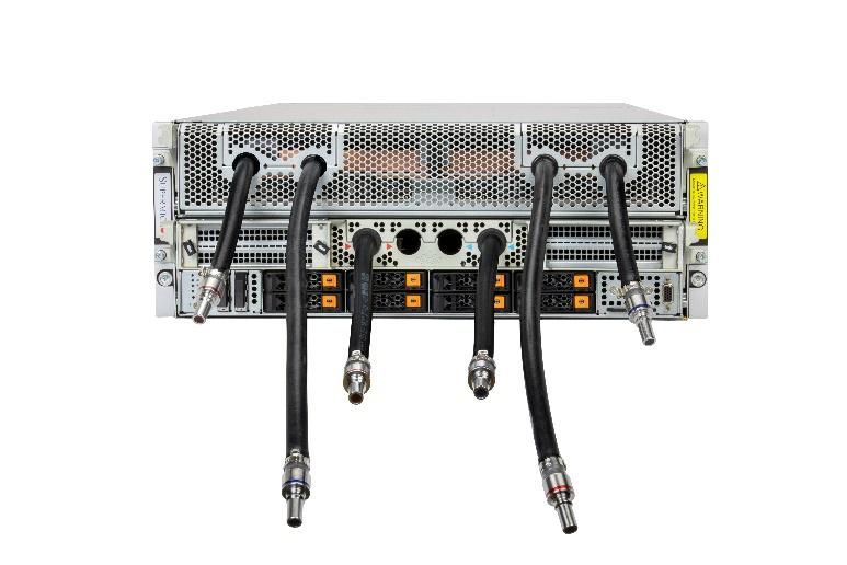 Supermicro liquid-cooled server front